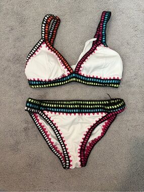 Bar III Bikini Set Be-weave It Crochet Trim